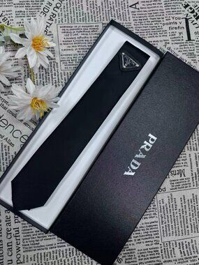 🎈 Prada Re-Nylon Gabardine Tie Black Luxury Gift Box | NWT